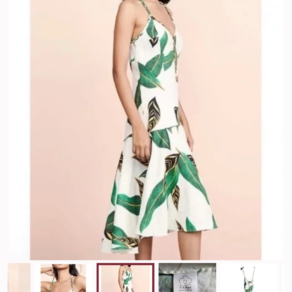 FARM RIO Amazonia Resort Wear Cami Button Front Linen Blend Midi NWT